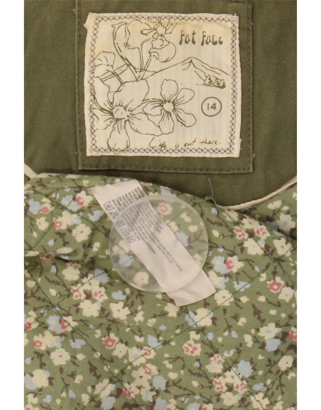 Fat Face Womens Hooded Parka Jacket UK 14 Medium Khaki Cotton
