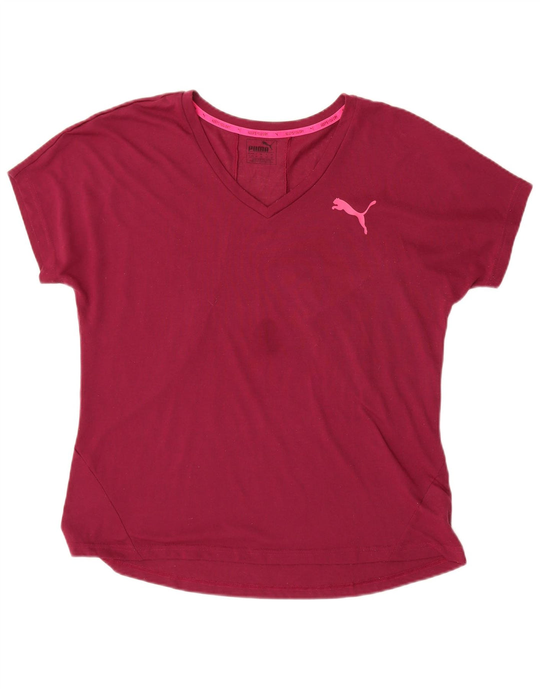 Puma Womens T-Shirt Top UK 16 Large Burgundy Polyester