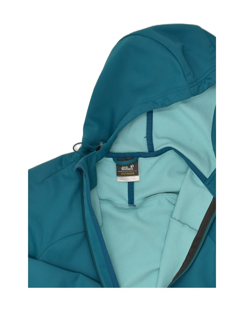 JACK WOLFSKIN Womens Graphic Hooded Windbreaker Jacket UK 8 Small Blue | Vintage Jack Wolfskin | Thrift | Second-Hand Jack Wolfskin | Used Clothing | Messina Hembry 
