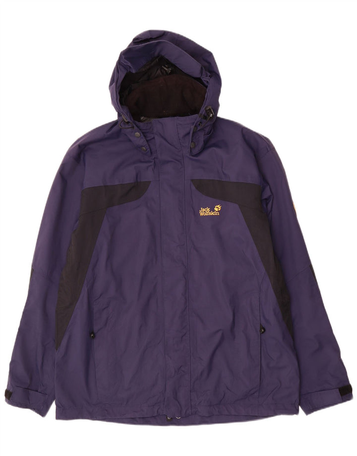 JACK WOLFSKIN Mens Rain Jacket UK 36/38 Medium Navy Blue Colourblock