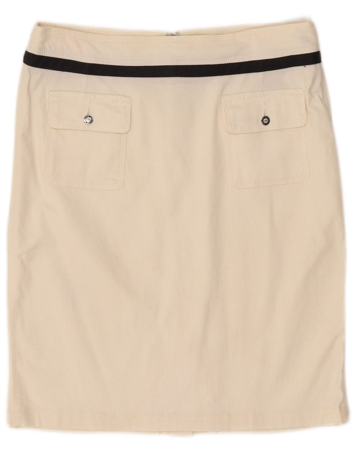 MARINA YACHTING Womens Pencil Skirt W30 Medium Off White Cotton