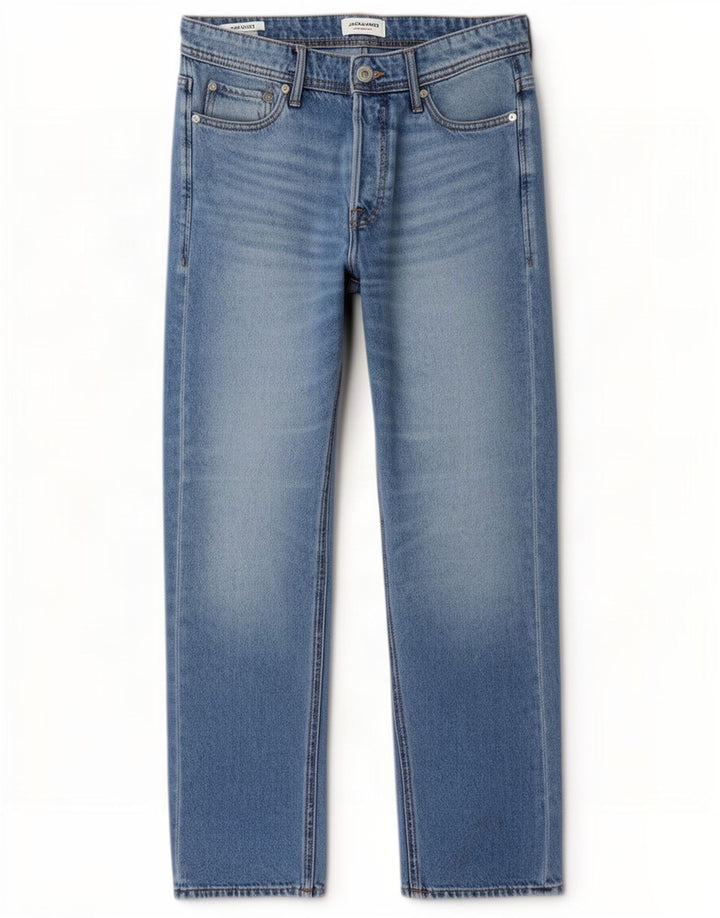 Jack & Jones Mens Chris Straight Jeans W30 L32 Blue Cotton