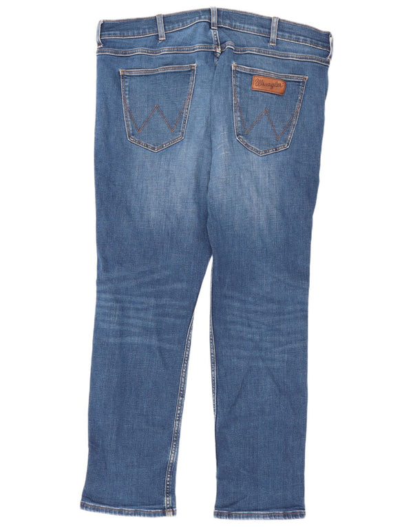 Wrangler Mens Greensboro Straight Jeans W35 L30 Blue Cotton