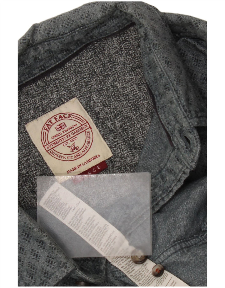 Fat Face Mens Shirt Large Grey Geometric Cotton