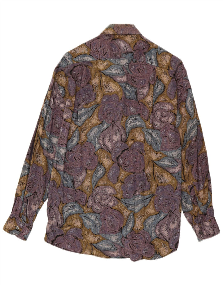 VINTAGE Mens Shirt Small Multicoloured Floral Viscose