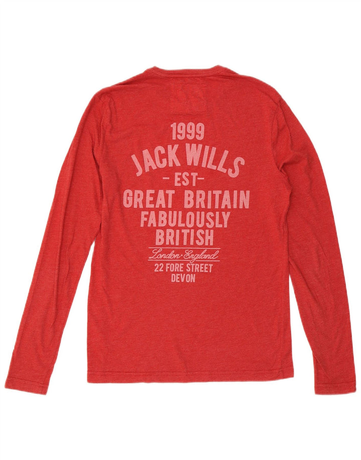JACK WILLS Mens Graphic Top Long Sleeve Small Red Cotton