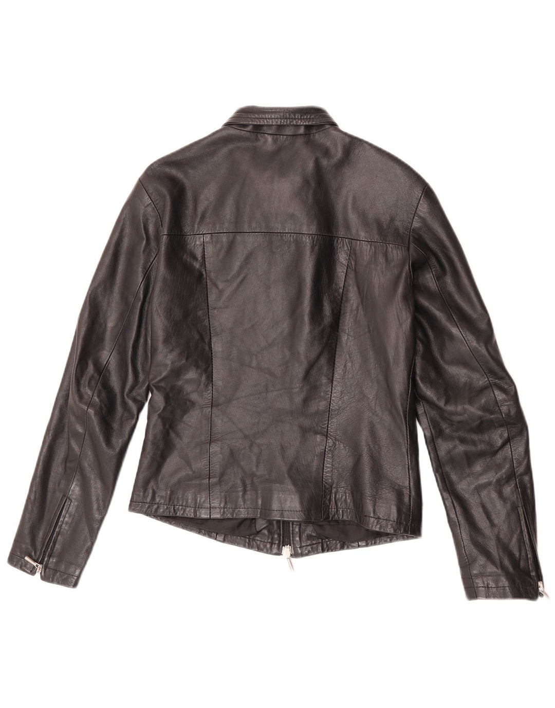 Vintage Womens Leather Jacket UK 12 Medium Black Leather