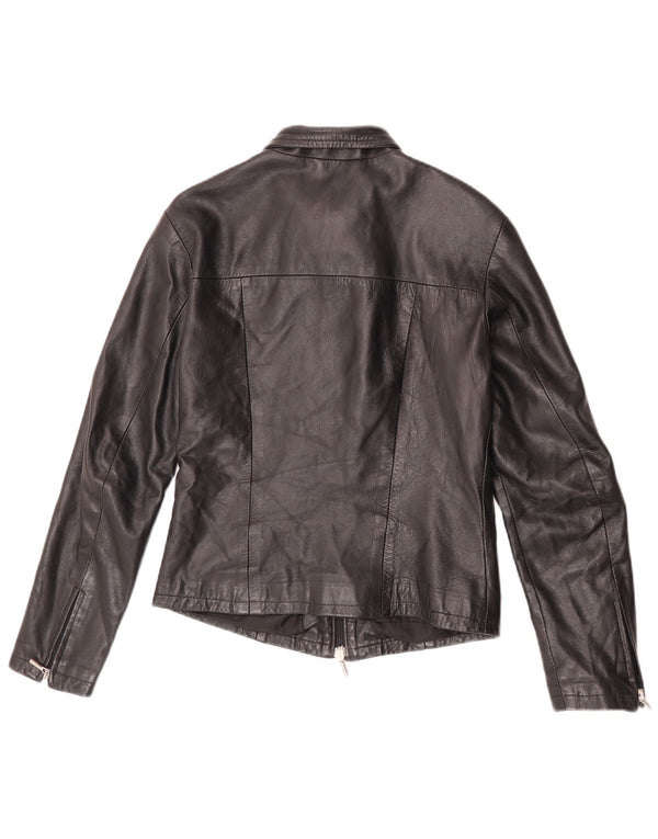 Vintage Womens Leather Jacket UK 12 Medium Black Leather