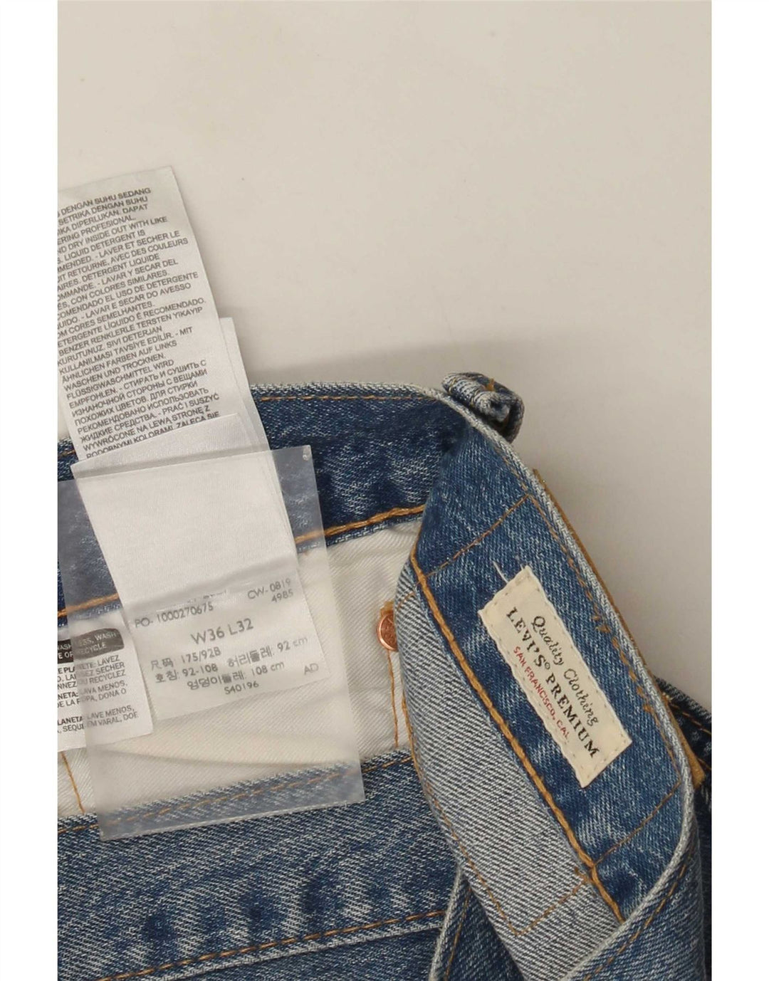 Levi's Mens 501 Straight Jeans W36 L32 Blue Cotton