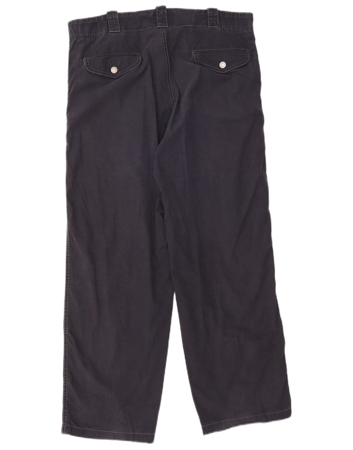 ARMANI Mens Straight Cargo Trousers EU 50 Large W36 L29 Navy Blue Cotton