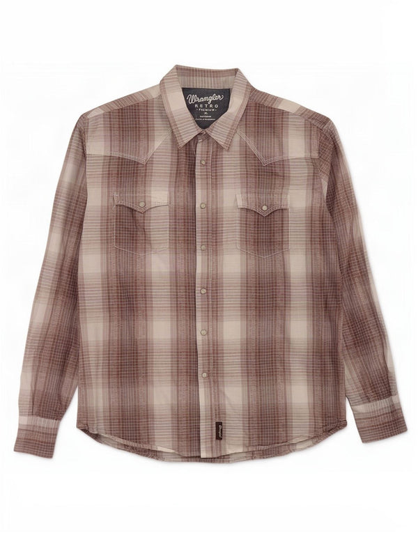 Wrangler Mens Shirt XL Brown Check Cotton