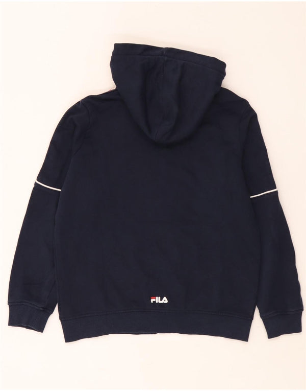 Fila Boys Graphic Zip Hoodie Sweater 11-12 Years Navy Blue Colourblock