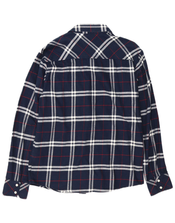 Carhartt Mens Flannel Shirt Large Navy Blue Check Cotton