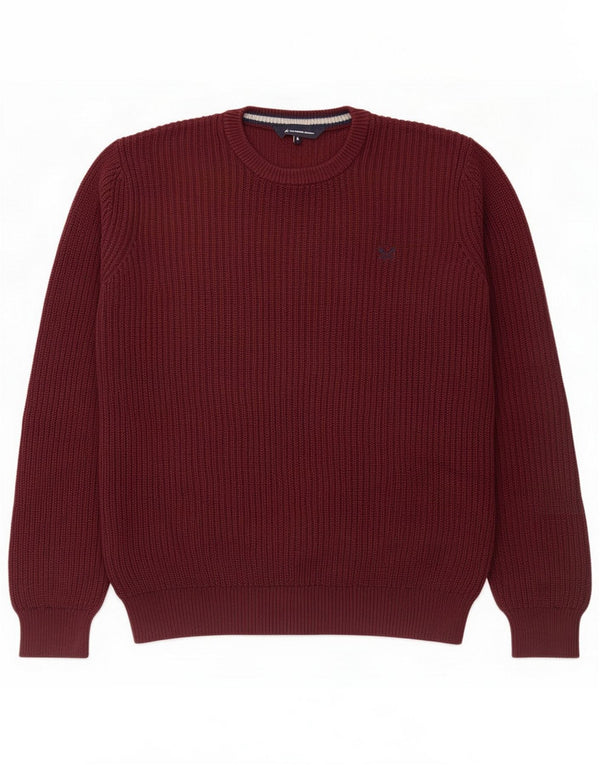 Crew Clothing Mens Crew Neck Jumper Sweater Large Burgundy Cotton