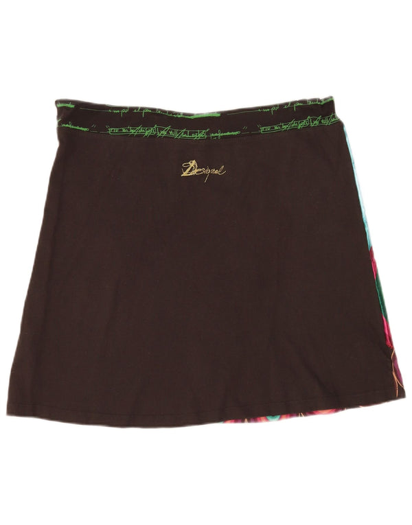 Desigual Womens Graphic A-Line Skirt XL W36  Black Geometric Cotton