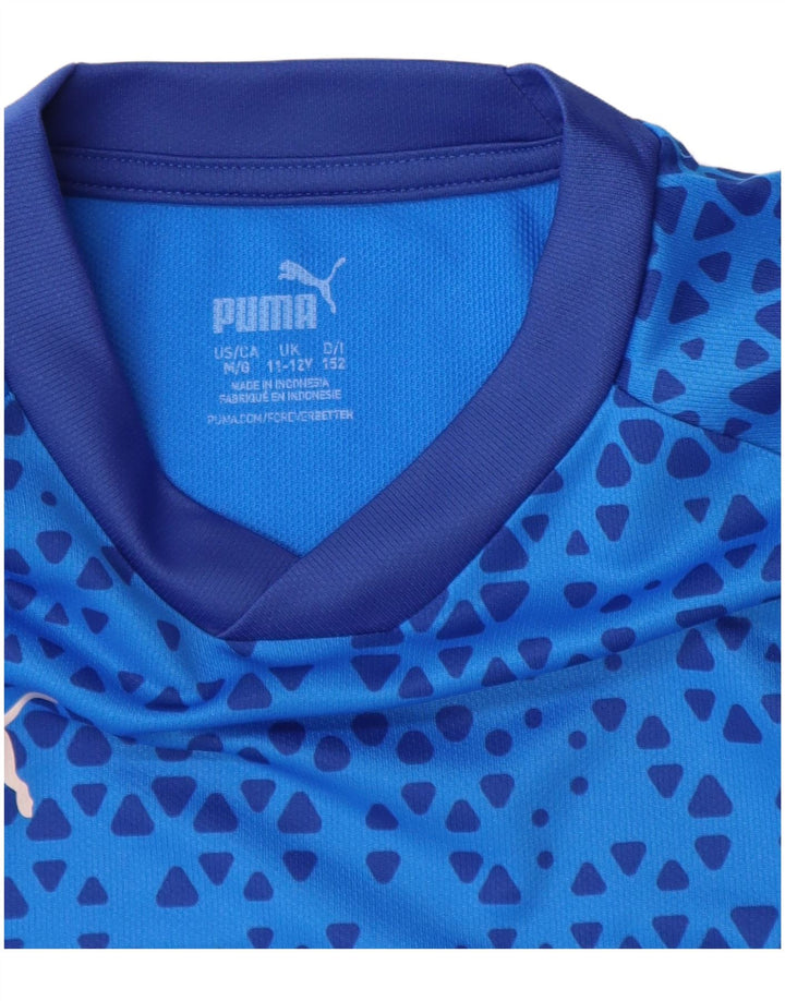 Puma Boys T-Shirt Top 11-12 Years Blue Geometric Polyester