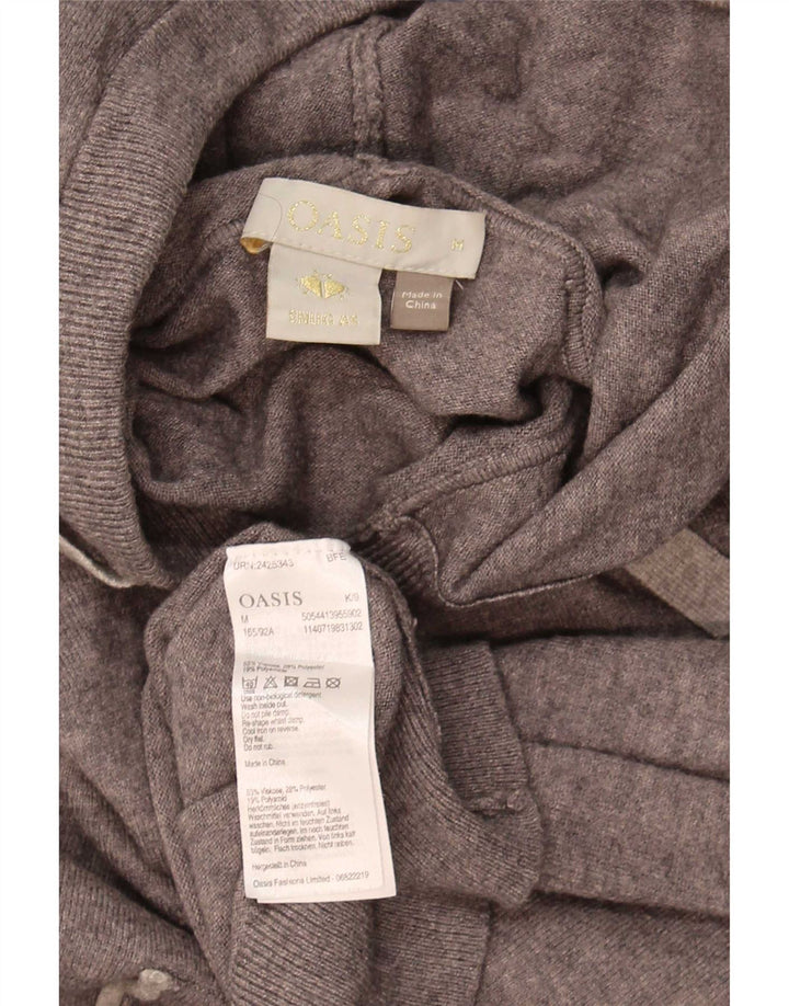 Oasis Womens Hooded Jumper Sweater UK 14 Medium Grey Flecked Viscose