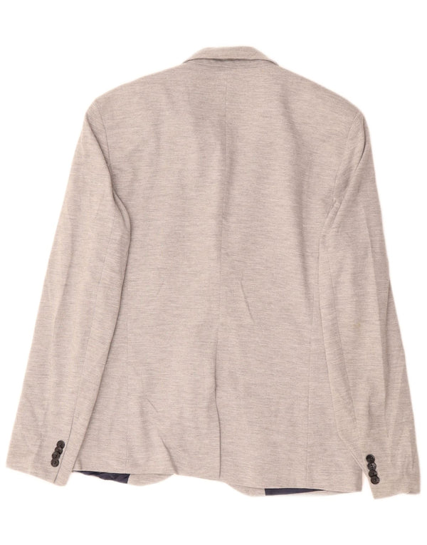 Zara Mens 2 Button Blazer Jacket UK 42 XL Grey Polyester