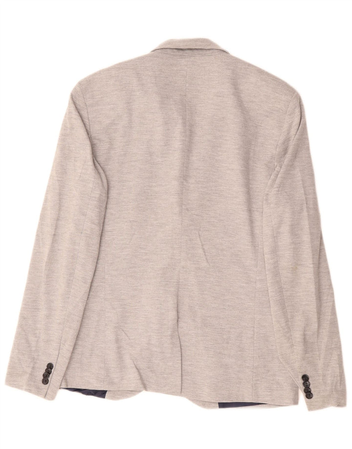 Zara Mens 2 Button Blazer Jacket UK 42 XL Grey Polyester
