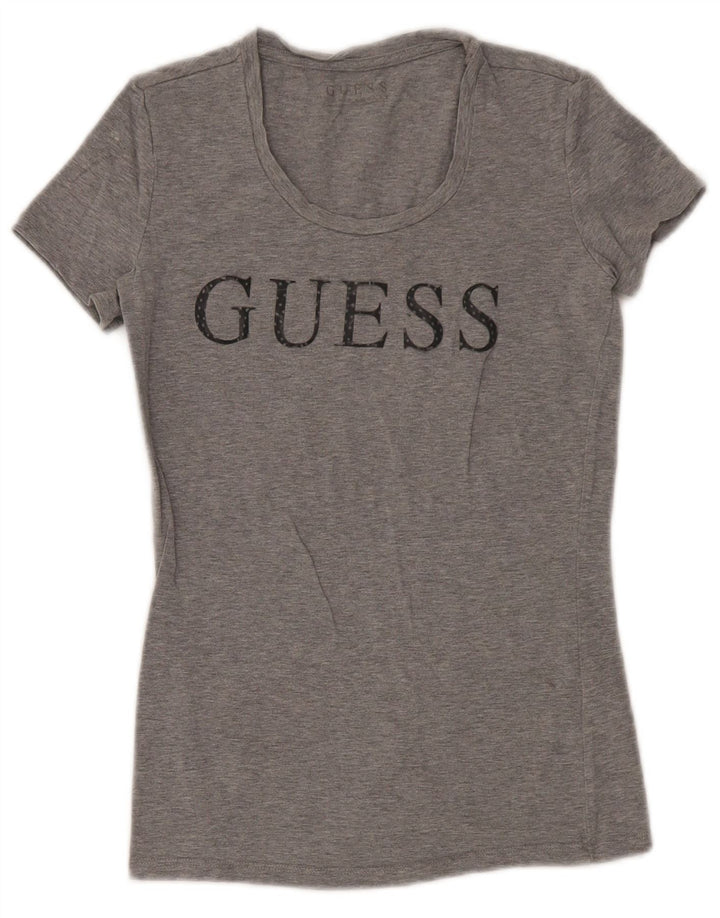 Guess Womens Graphic T-Shirt Top UK 8 Small Grey