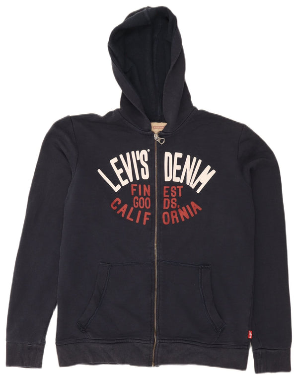 Levi's Boys Graphic Zip Hoodie Sweater 15-16 Years Navy Blue Cotton