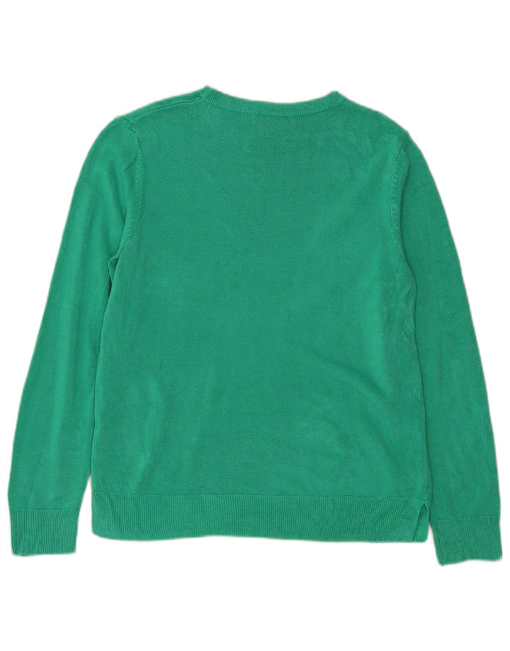 Marks & Spencer Womens Crew Neck Jumper Sweater UK 14 Medium  Green Acrylic
