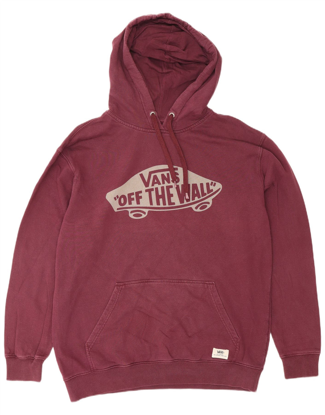 VANS Mens Graphic Hoodie Jumper Large Burgundy Cotton