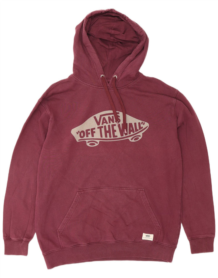 VANS Mens Graphic Hoodie Jumper Large Burgundy Cotton