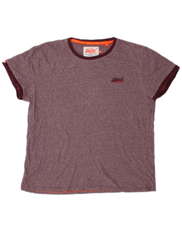 Superdry Mens Graphic T-Shirt Top 2XL Burgundy Flecked Cotton