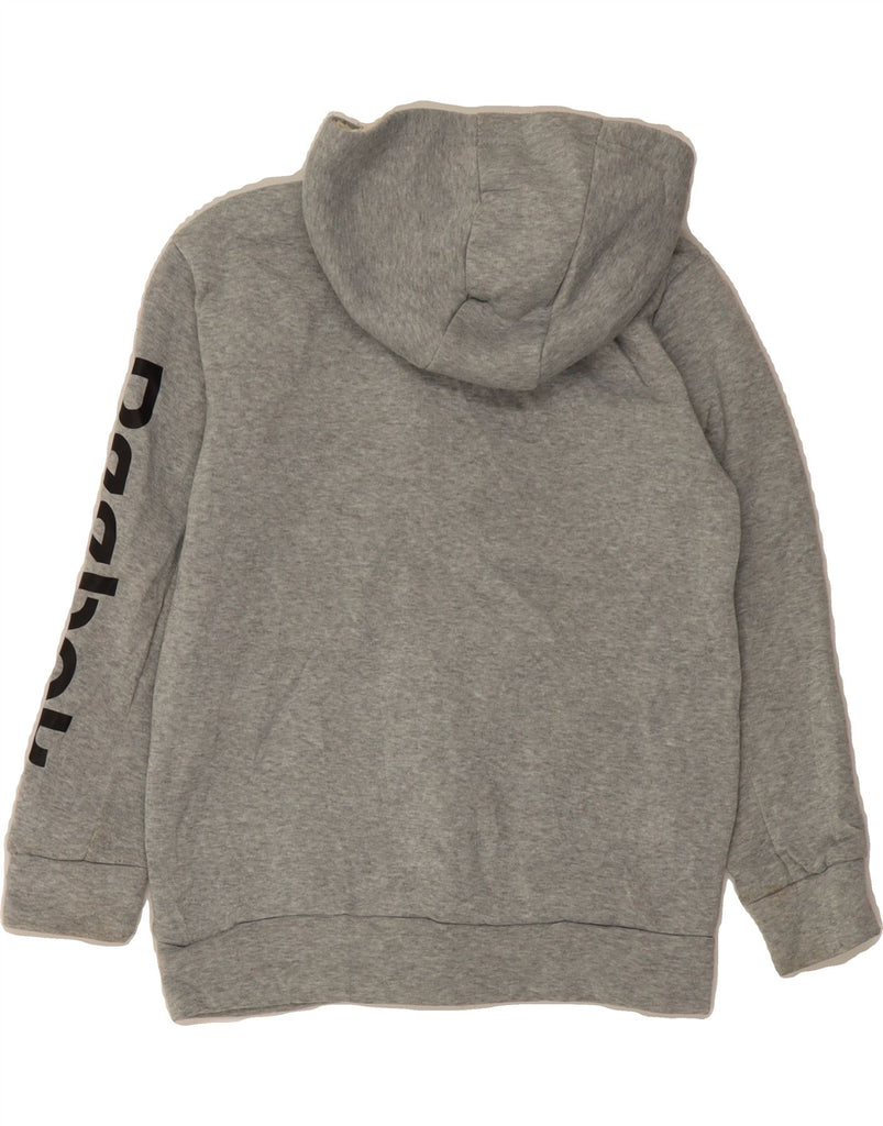 REEBOK Boys Graphic Zip Hoodie Sweater 9-10 Years Grey Polyester Vintage Reebok and Second-Hand Reebok from Messina Hembry 