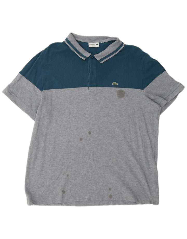 Lacoste Mens Regular Fit Polo Shirt 2XL Grey Colourblock Cotton