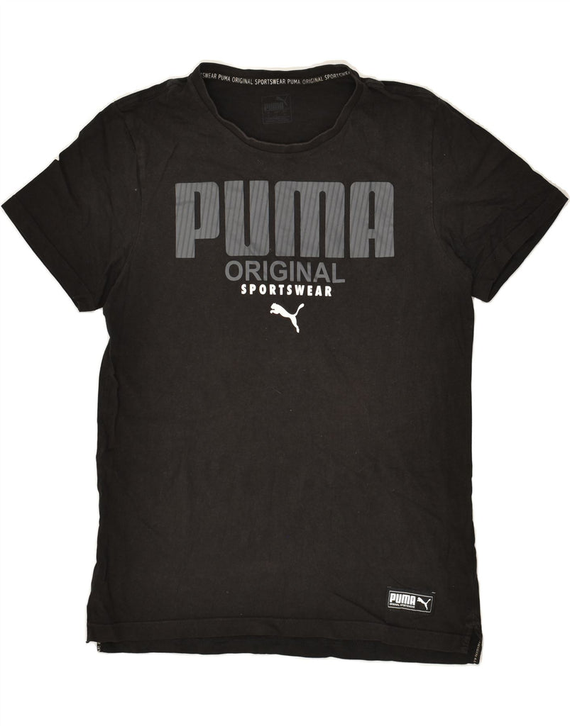 PUMA Mens Graphic T-Shirt Top Medium Black Cotton | Vintage Puma | Thrift | Second-Hand Puma | Used Clothing | Messina Hembry 