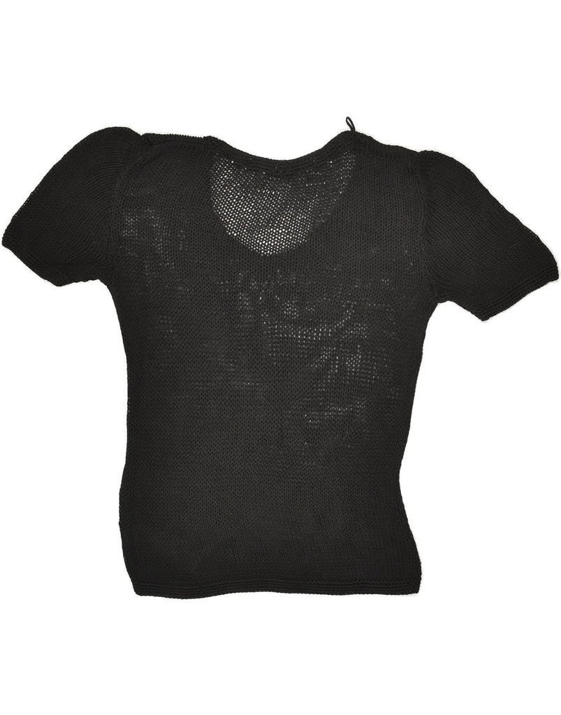 VINTAGE Womens Short Sleeve Crochet Blouse Top UK 12 Medium Black | Vintage Vintage | Thrift | Second-Hand Vintage | Used Clothing | Messina Hembry 