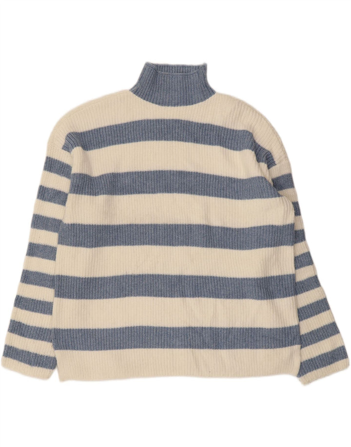Marks & Spencer Womens Turtle Neck Jumper Sweater UK 18 XL White Striped
