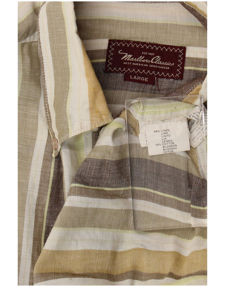 Marlboro Classics Mens Shirt Large Multicoloured Striped Linen