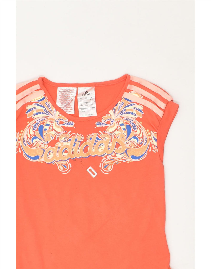 ADIDAS Girls Graphic T-Shirt Top 6-7 Years Orange Cotton | Vintage Adidas | Thrift | Second-Hand Adidas | Used Clothing | Messina Hembry 