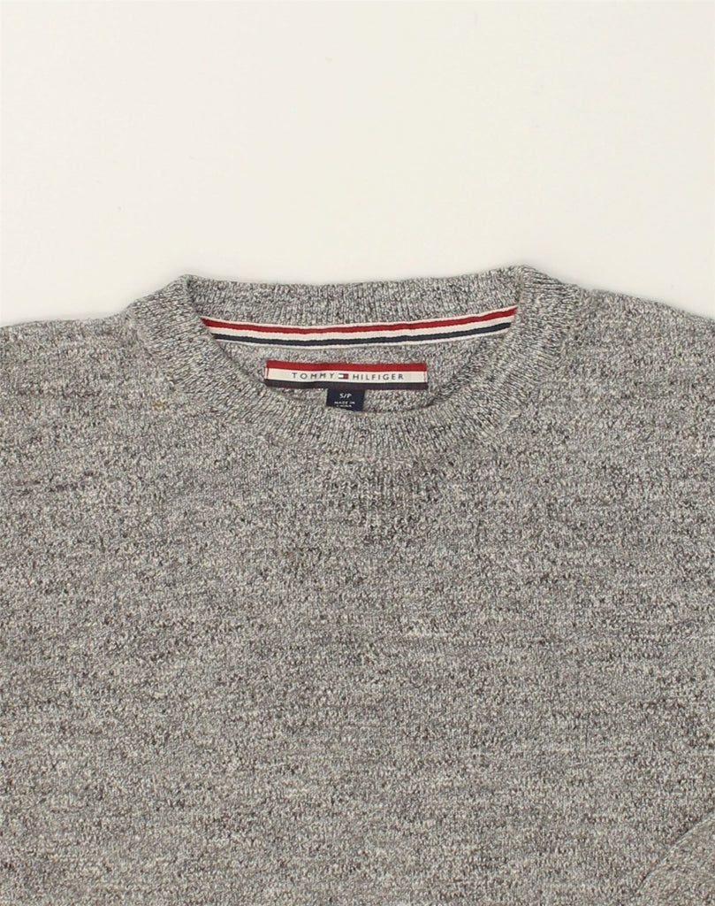 TOMMY HILFIGER Mens Crew Neck Jumper Sweater Small Grey Flecked Cotton | Vintage Tommy Hilfiger | Thrift | Second-Hand Tommy Hilfiger | Used Clothing | Messina Hembry 