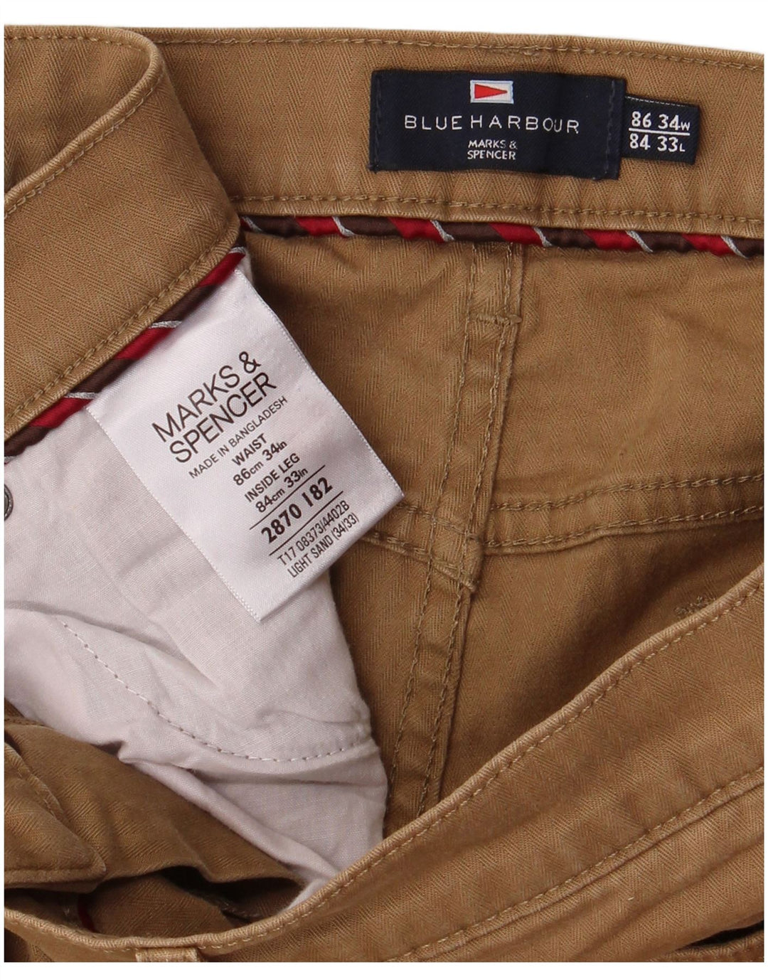 MARKS & SPENCER Mens Blue Harbour Casual Trousers W34 L33 Brown