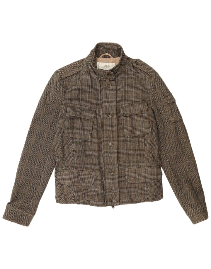Marlboro Classics Womens Utility Jacket UK 10 Small Grey Houndstooth Cotton