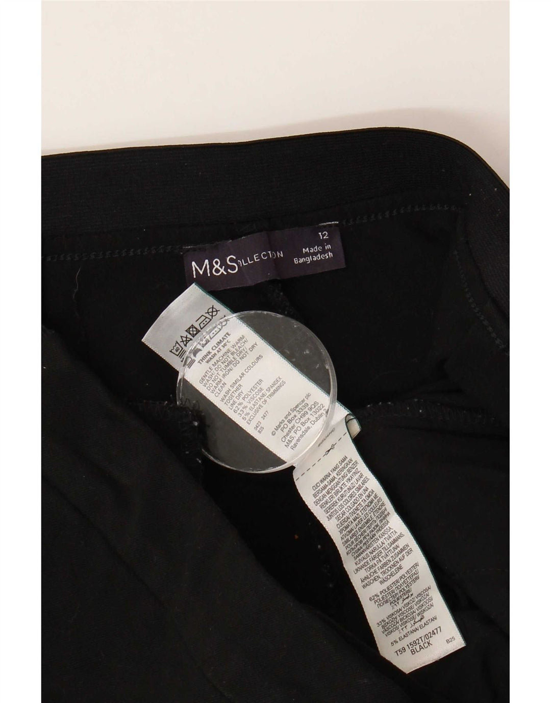 Marks & Spencer Womens Slim Suit Trousers UK 12 Medium W32 L25 Black
