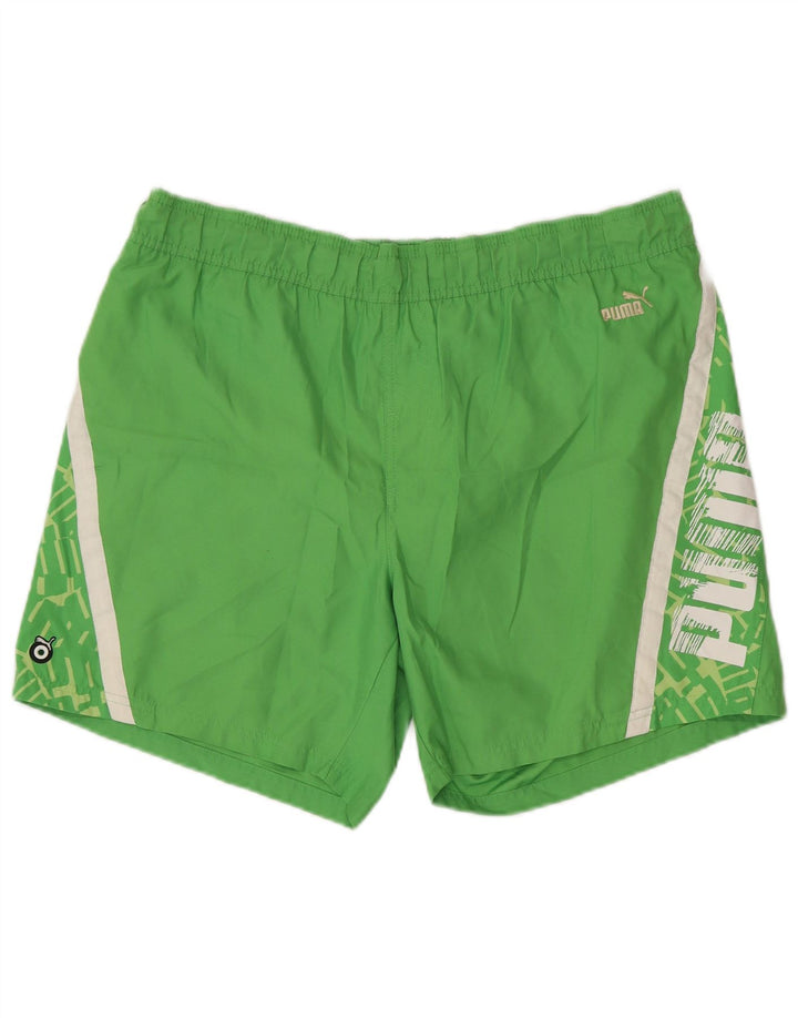 PUMA Mens Graphic Swimming Shorts Large Green Polyester