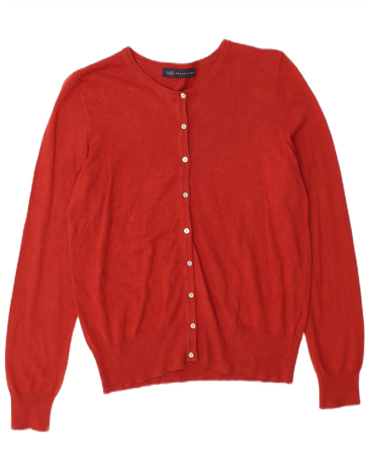 Marks & Spencer Womens Cardigan Sweater UK 12 Medium Red Viscose