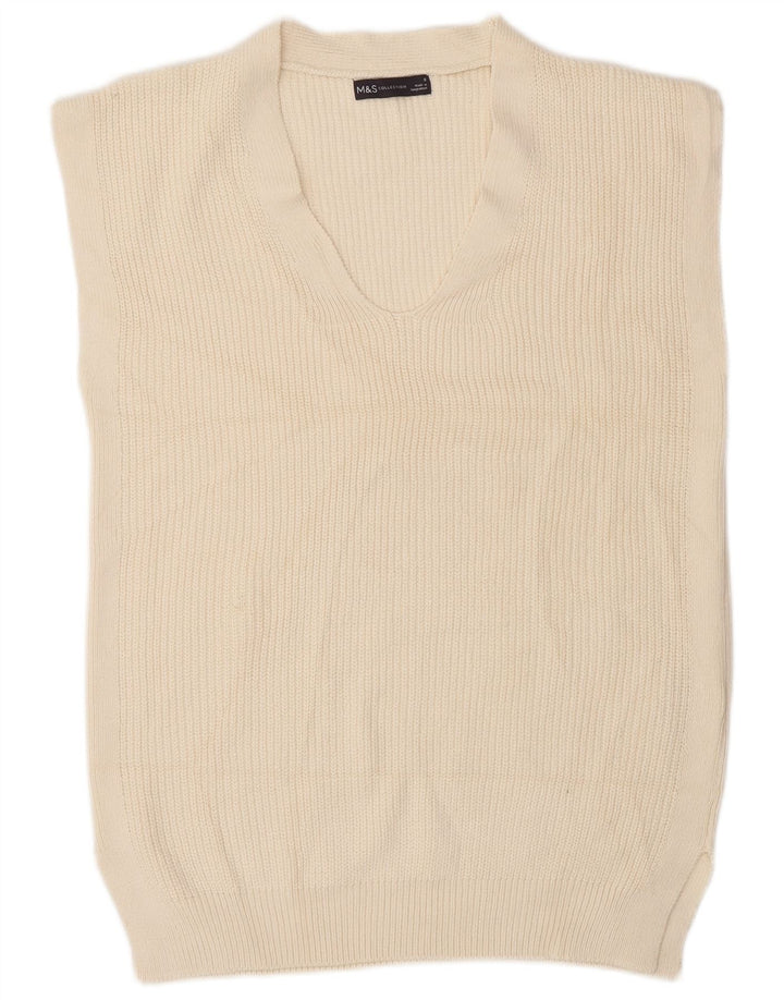 Marks & Spencer Mens Vest Tank Top Small Off White Cotton