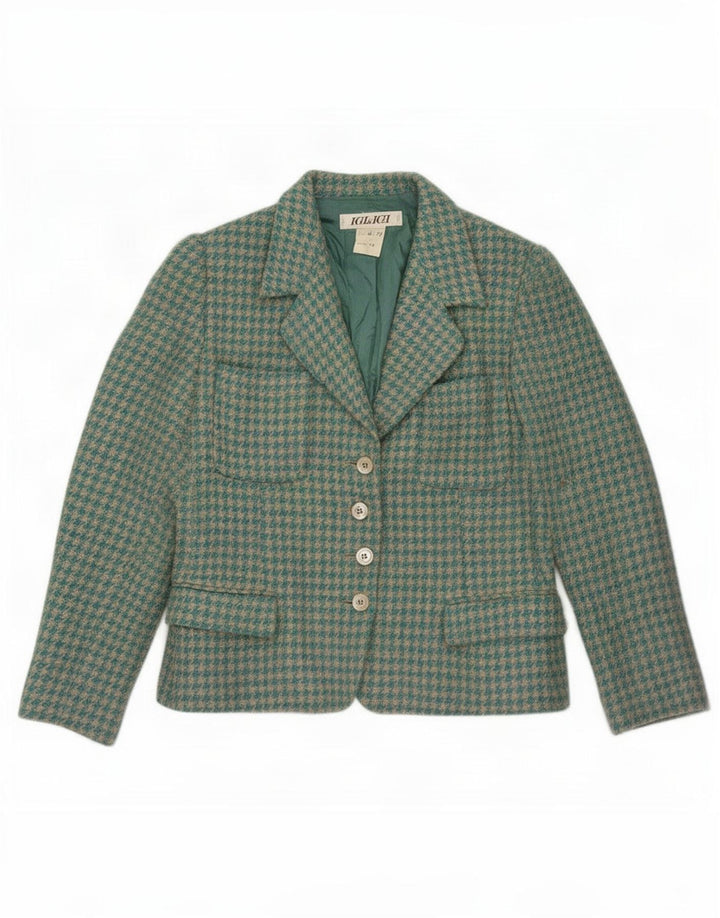 Igi & Womens 4 Button Blazer Jacket IT 42 Medium Blue Houndstooth Wool