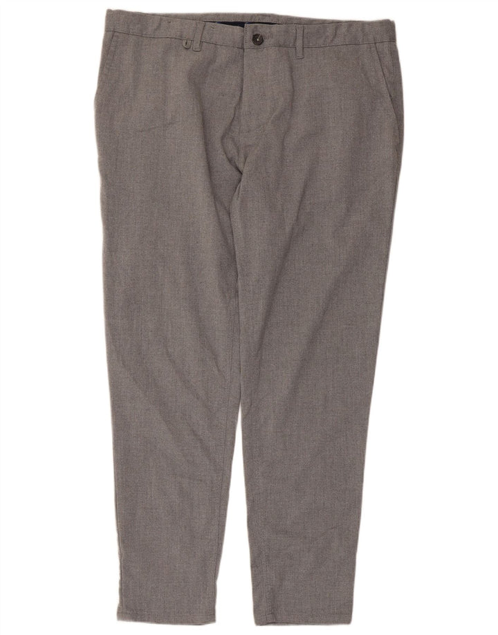 Zara Mens Slim Chino Trousers EU 48 XL W38 L28 Grey Polyester
