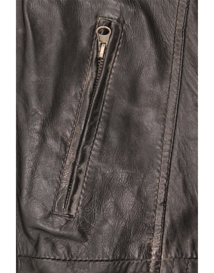 Vintage Mens Leather Jacket UK 42 XL Black Leather