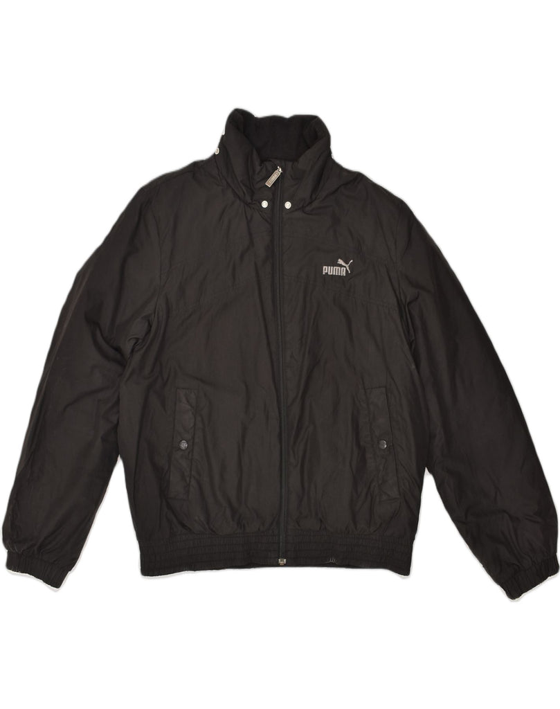 PUMA Mens Windbreaker Jacket UK 38 Medium Black Polyester | Vintage Puma | Thrift | Second-Hand Puma | Used Clothing | Messina Hembry 