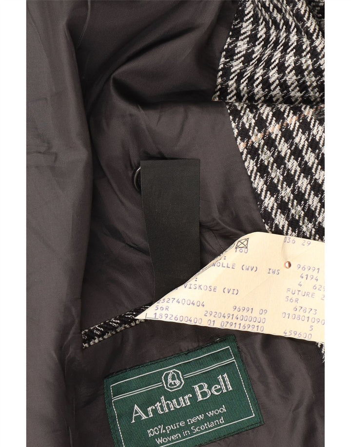 VINTAGE Mens Double Breasted Blazer Jacket EU 56 3XL Black Herringbone