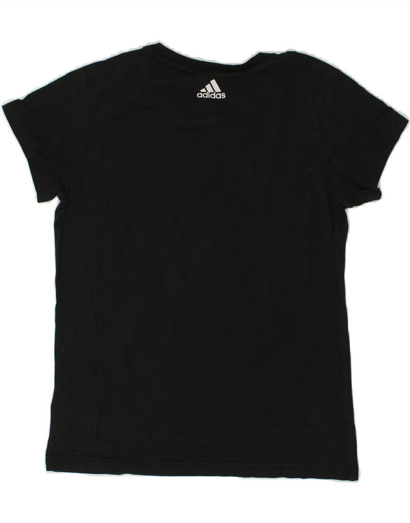 ADIDAS Womens Graphic T-Shirt Top UK 12/14 Medium Black Cotton | Vintage Adidas | Thrift | Second-Hand Adidas | Used Clothing | Messina Hembry 