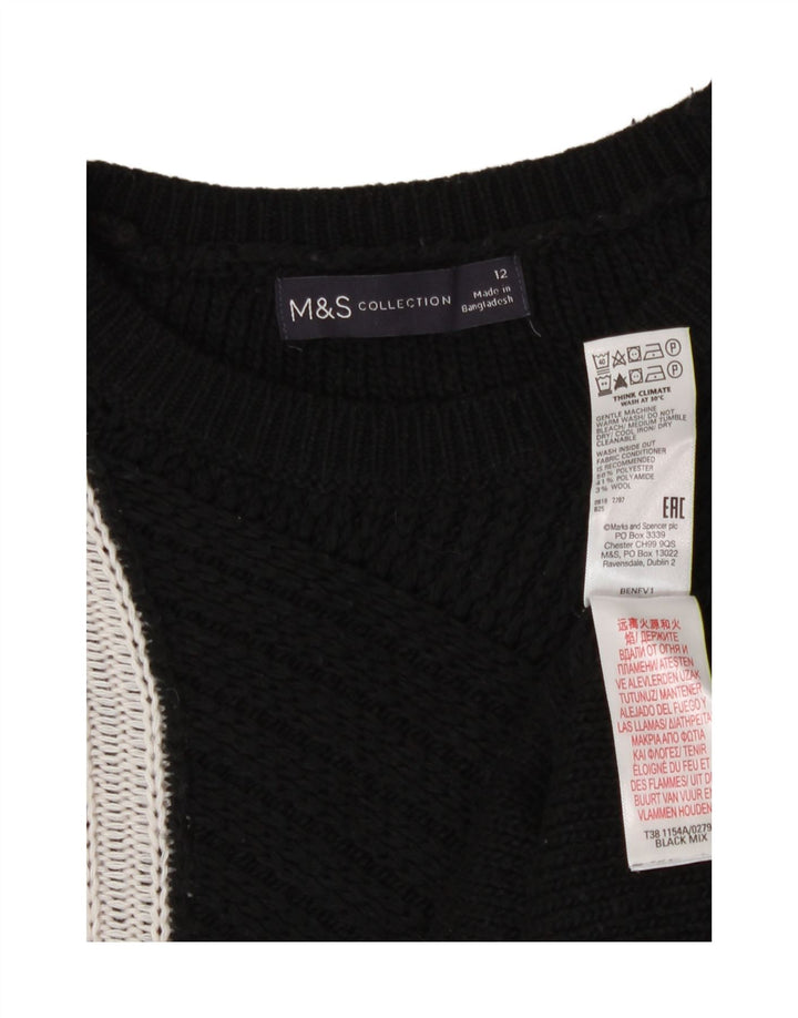 Marks & Spencer Womens Crew Neck Jumper Sweater UK 12 Medium Black